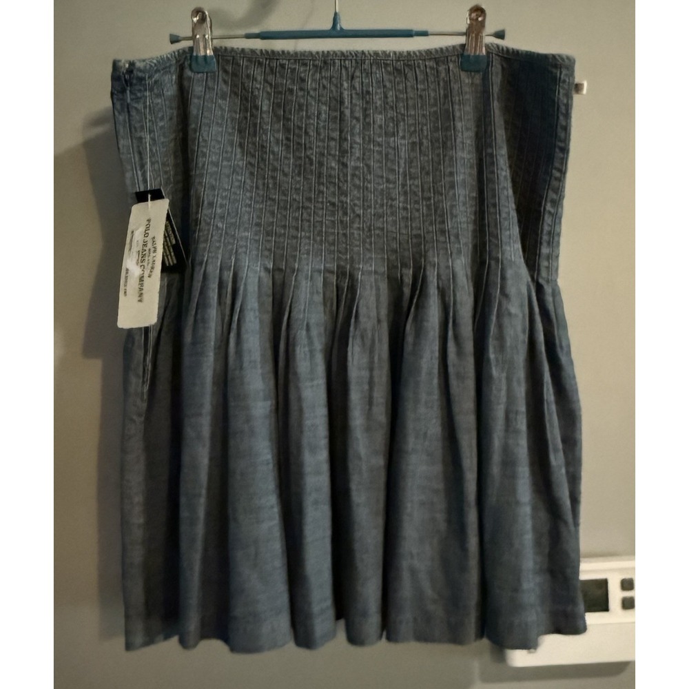 Polo Jeans Co Ralph Lauren Skirt Y2K Vintage Denim Pleated Cotton Women's 12 New